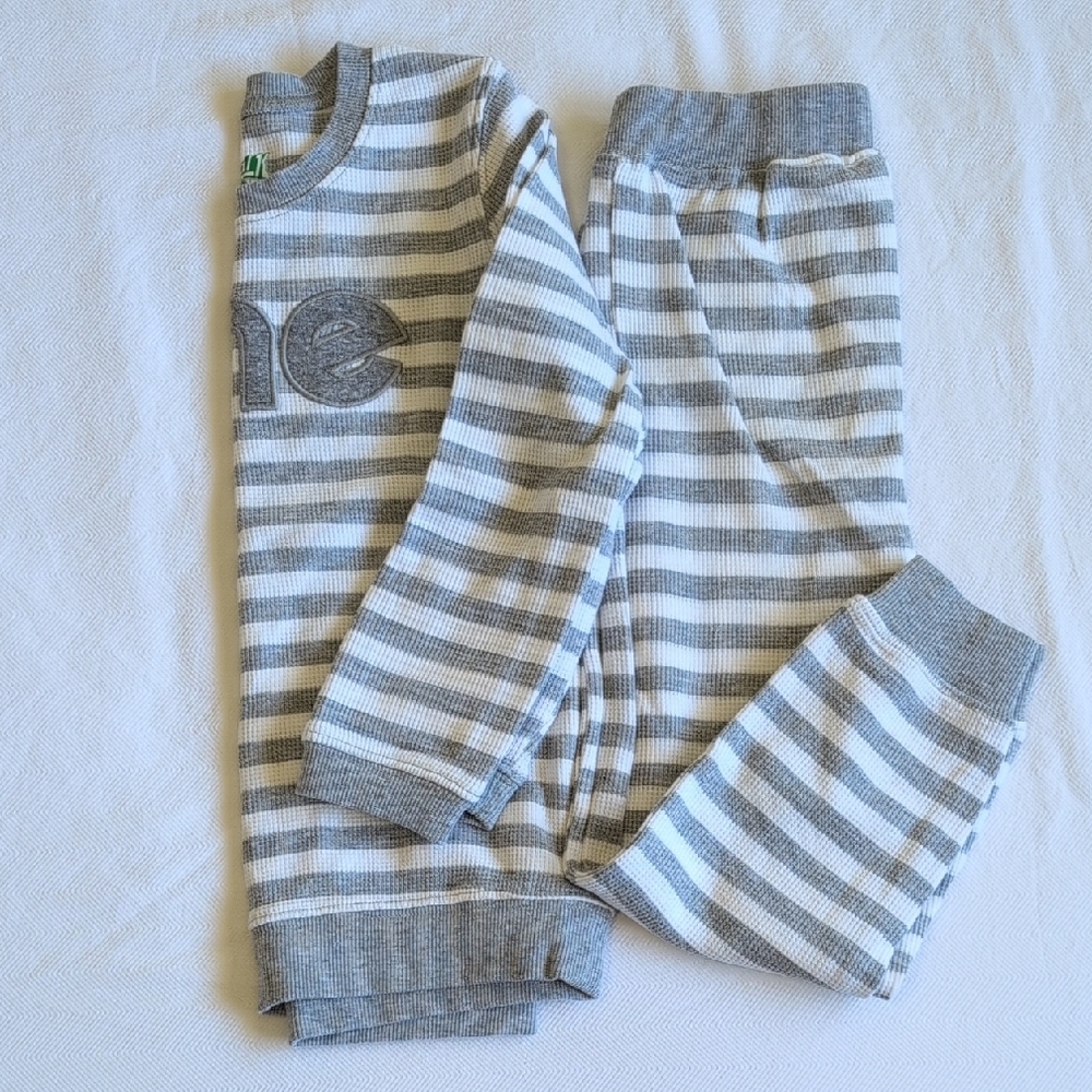 kapital k unisex gray striped thermal waffle knit matching set size 6